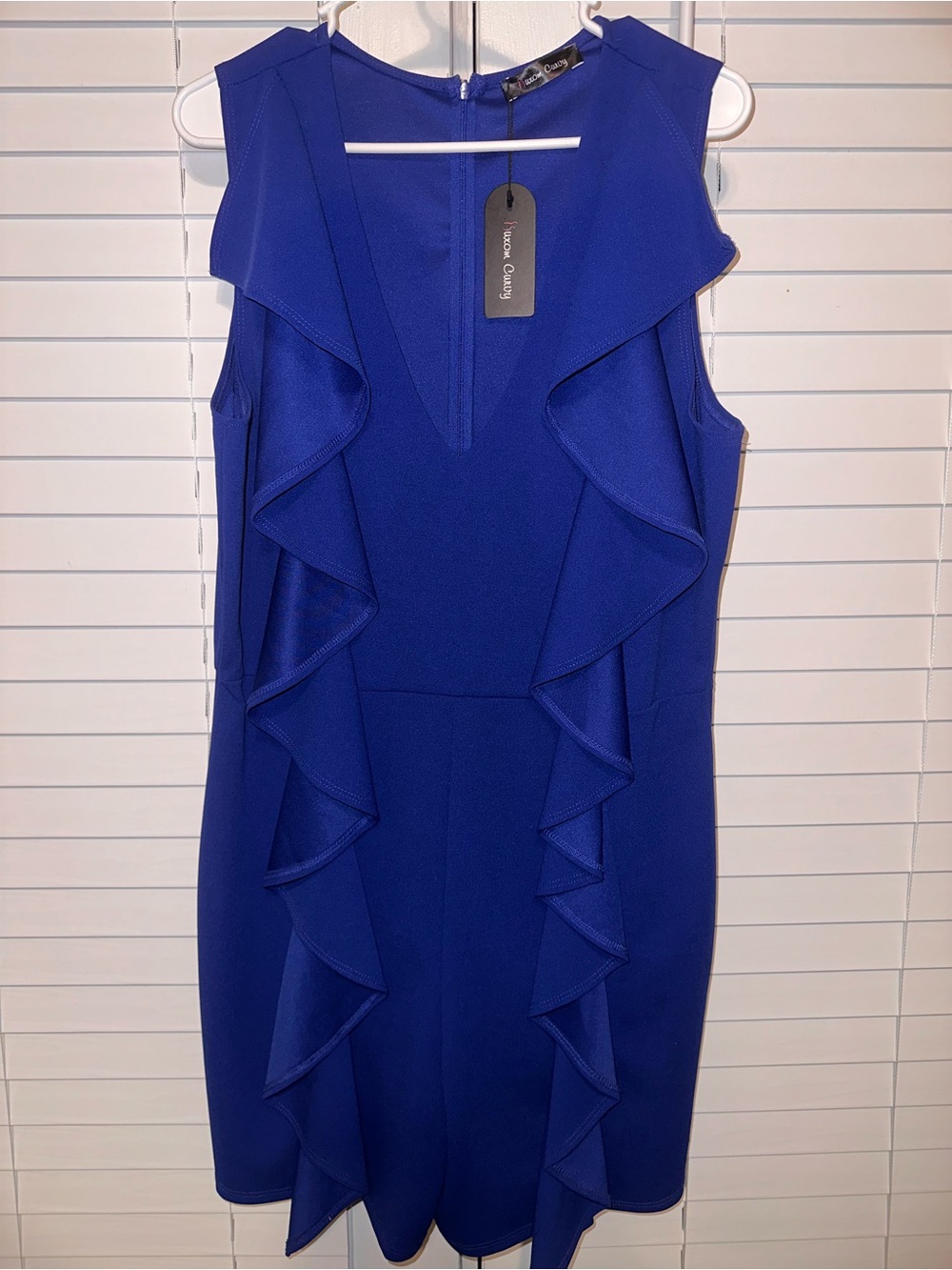 Sleeveless Royal Blue Ruffle Sheath Romper Brand New Size 2x
